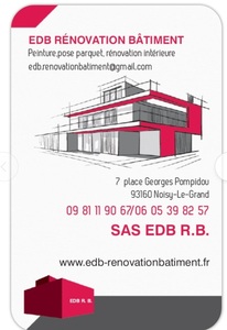 EDB - Rénovation Bâtiment Noisy-le-Grand, Peinture, Isolation intérieure, Plâtrerie plaquisterie, Pose de faux plafonds, Pose de parquets, Revêtements au sol